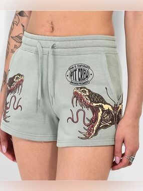 Broken Promises Viper Snake Green Sweat Shorts